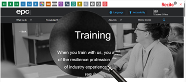 Example of the Recite Me accessibility toolbar magnifying glass feature in use